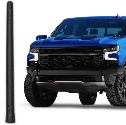 Votex Short Antenna for Chevrolet Silverado | GMC Sierra 1500, 2500, 3500 - Car Wash Proof Short 7 EPDM Rubber Antenna with Powerful Internal Copper Coil/Premium Reception
