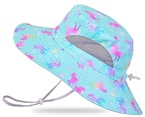 Kids Sun Hat for Girls Mesh Bucket Hat Toddler UV Protection Beach Hat Kids Foldable Fishing Hat for Girls 2-8 Years Green