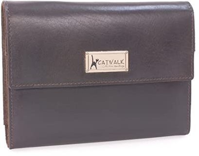 Catwalk Collection Handbags - Rotolo Portagioie Pelle e Camoscio - Custodia Gioielli da Viaggio - Media/Grande - Confezione Regalo - Chanelle Marrone