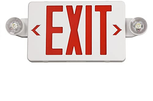 TANLUX Red Exit Sign with Emergency Light, LED Exit Light with Battery Backup, UL Listed, AC 120/277V, Commercial Emergency Lights Combo - 1 Pack