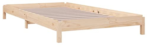 Susany Stapelbett Stapelliege Bettrahmen Bettgestell Massivholzbett Schlafzimmerbett Holzbett Gästebett Rahmenbettgestell Holzbettrahmen 80 x 200 cm (B x L),Massives Kiefernholz (unbehandelt)
