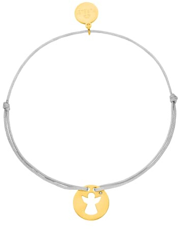 Purelei Bracciale Angel, Bracciale dell'angelo custode per donne e bambini, Bracciale portafortuna in nylon con ciondolo in acciaio inossidabile, lunghezza regolabile individualmente (Oro)