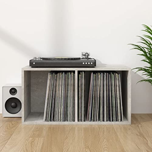 WIFESE Schallplatten-Aufbewahrungsbox BüCherregal Regal Wand Regale CD Regal Kinderzimmer Deko Regal Schmal Dvd Regal Bookshelf Schmales Regal CD StäNder Buchregal 2 Fächern Betongrau 71x34x36 cm