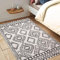Leesentec Teppich Wonzimmer Teppiche Schoafzimmer Teppich Geermetrische Moderner Absttakter Teppiche Anti-Rutsch-Teppich Kurzfloriger Beige Teppich Große Weiß Teppiche (Elfenbein/Schwarz, 80 * 120cm)