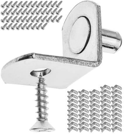 Reggipiani a L D5, 48 pz, reggipiani per fori Ø 5 mm, con staffa a L 19 x 16 x 13 mm, in acciaio massiccio, antiruggine, reggipiani, mobili reggipiani, armadietto reggipiani