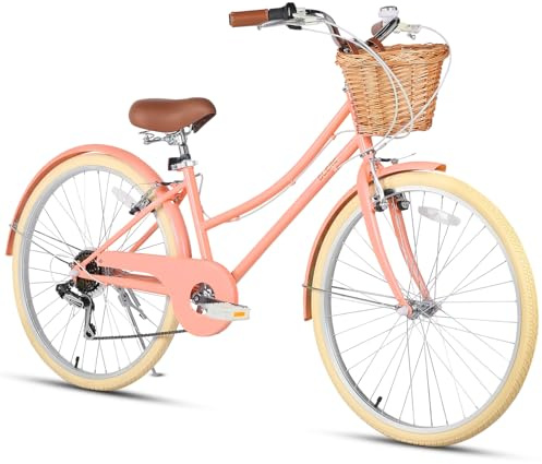 Glerc Missy 20 tum 60 cm 60 cm flicka Cruiser Hybrid 6-växlad stadscykel för ungdom flickor över 8 år gammal med pilkorg och lätt, flera färger