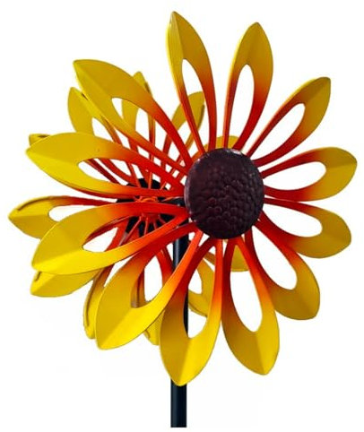 Molinillo De Viento, 174CM Veleta Decorativa con Diseño De Girasol Rehiletes De Jardín, Patio Jardín Césped Y En Cualquier Lugar Aire Libre,Yellow
