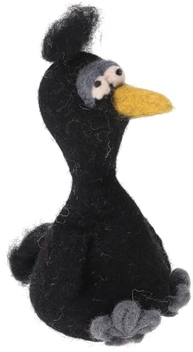 GURU SHOP Filz Eierwärmer, Handgemachte Filzdekoration aus Nepal, Filztier - Rabe, Schwarz, 19x7x7 cm, Küchenaccessoires, Sonstiges