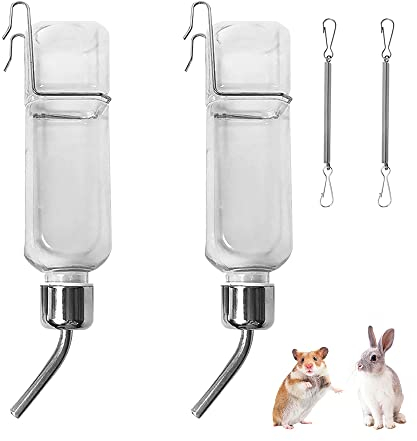 Gobesty Trinkflasche Kaninchen mit Halterung, 2 Stück Kaninchen Wasser Flaschen, 350ml Hasen Trinkflasche, Hängende Haustiere Wasserflaschen für Kaninchen Meerschweinchen Hamster Chinchillas