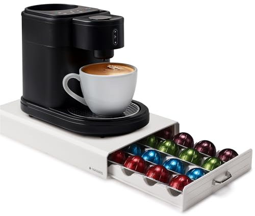 Navaris Cassetto Porta Capsule - Portacapsule Compatibile con Nespresso Vertuo - Contenitore 24x Capsule Macchina Espresso - Organizer e Supporto Macchine Caffè - Crema