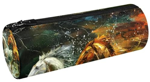 VAPOKF Trousse à crayons en toile avec motif cheval qui coule et éclaboussure d'eau - Pour ranger des stylos, des pièces de monnaie, des cosmétiques, des fournitures de bureau ou des étudiants,