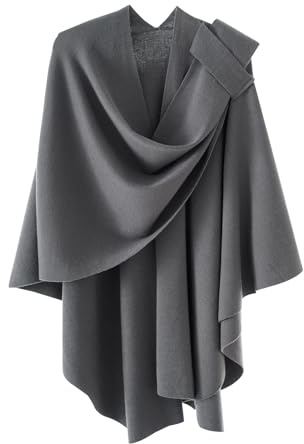 Danfiki Poncho for Women Knitted Shawls and Wraps Cross Front Cape Cashmere Feel Cardigan Multiway