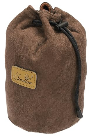 PATIKIL Pochette Souple pour Appareil Photo, Taille M, Étui de Protection Antichoc avec Cordon de Serrage en Flanelle Compatible avec Les Objectifs d'Appareil Photo Nikon, Marron (Rond)