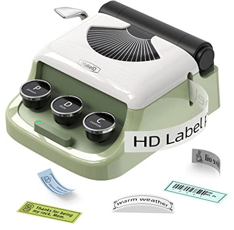 Makeid Q1 Etikettendrucker Bluetooth Beschriftungsgerät Selbstklebend Mini Etikettiergerät 4 Zeilen Label Printer 300DPI 25mm/s Kleine Geschenke für Frauen Büro Zuhause (Retro-Grün)