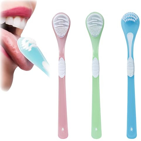 3Stück Zungenbürste,Zungenschaber Und Zungenreinigungsbürste Für Erwachsene,Zungenreiniger,Zungenreiniger Für Erwachsene Und Kinder,Hilft Gegen Schlechten Atem Und Verbessern Die Allgemeine Gesundheit