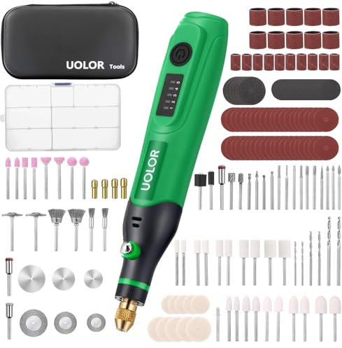 Uolor Outil Rotatif Sans Fil, Kit de Polissage avec 158 Accessoires, Mini Outil Multifonction pour Gravure, Ponçage, Perçage, Découpe, Meulage et Bricolage