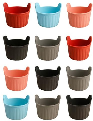 EDENYA Set di 12 Stampi in Silicone per Friggitrice ad Aria – Antiaderenti, Senza BPA, Alta Resistenza (-40°C a 230°C) – Per Torte, Muffin, Budini, Crostate – Lavabili, Multicolori, Riutilizzabili