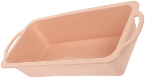 CLISPEED Molde de Silicona para Hornear con Marco Metálico Reforzado Molde Reutilizable Antiadherente para Pan Bizcochos y Tartas Fácil de Desmoldar y Limpiar Color Rosa Apto para Horno