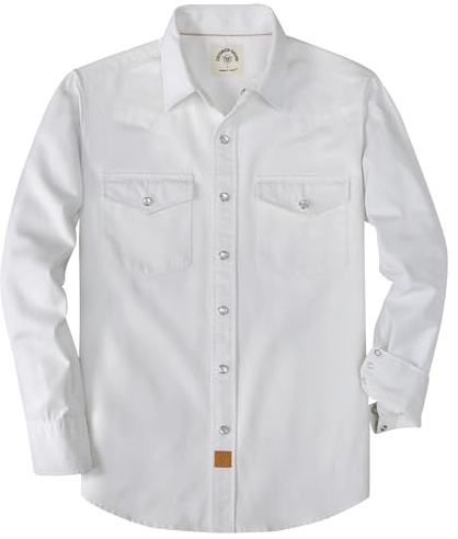 Dubinik Långärmade pärlsnäpp-tröjor för män, western cowboyskjorta, vardaglig, arbete, button-down med fickor, bekväm passform