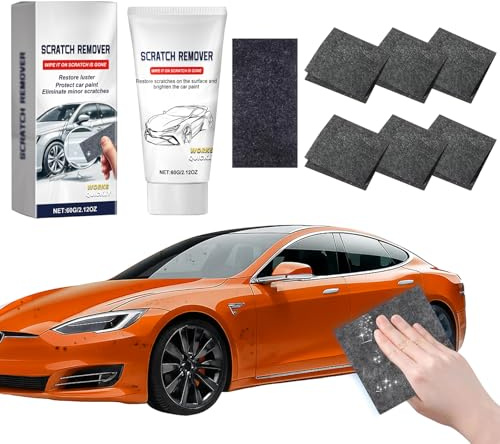 Kit Reparación Arañazos Coche 2026 con 6x Paños Nano y Pasta Pulido 60g, Eliminador de Rayaduras para Pintura de Coche Moto y Superficies Variadas