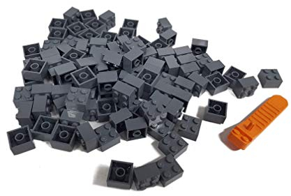 LEGO Classic Pack of 100 2x2 Stones (3003) with Stone Separator (Dark Grey)