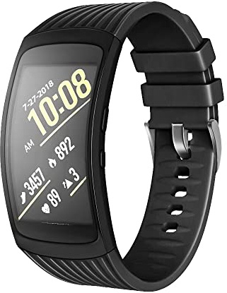 NotoCity Armband für Samsung Gear Fit 2 /Gear Fit 2 Pro, Quick-Fit Silikon Ersatz Armbänder, Mehrfache Farben (Schwarz,L)