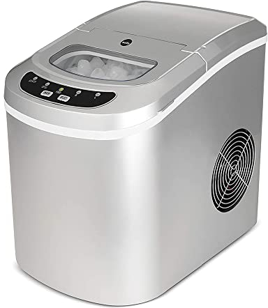 Wilfa FROSTBITT Eiswürfelmaschine - stellt 70 Eiswürfel pro Stunde und bis 12 kg Eis pro Tag her, klein und kompakt, Signallampe, silber