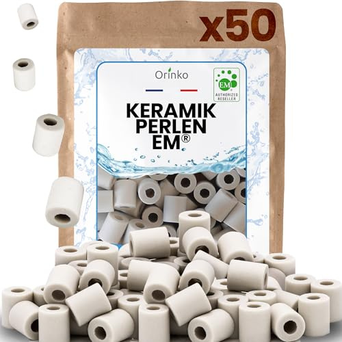 ORINKO® EM Keramikperlen Grau x50 - Wasserfilter zur Reduzierung von Kalk & Mikroorganismen - EM Keramik zur Wasserreinigung - Für Trinkwasser, Karaffe & Wasserhahn - Auch für Hundehalsband geeignet