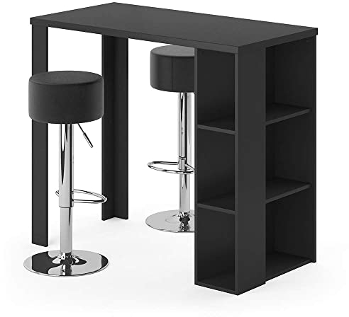 Vicco Bartisch-Set Noel, Bartresen und Hocker, Schwarz, 120 x 60 cm mit 2 Barhockern