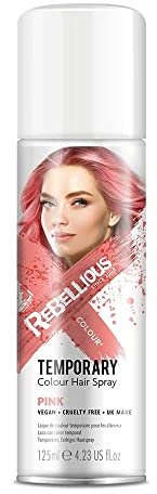 Hair Colour Spray 125ml temporary hair colour spray made in UK - ultimate coloured hair spray wash out kids & adults (Pink)