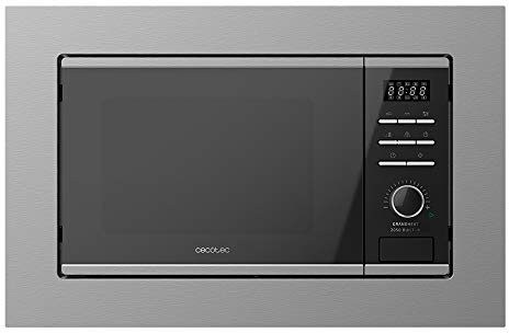 Cecotec Micro-ondes à encastrer Digital GrandHeat 2050 Acier noir. 800 W, 20 litres, gril, 7 fonctions, revêtement intérieur en céramique, acier noir encastré. (800 W, Acier noir)