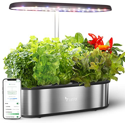LetPot LPH-SE Système de culture hydroponique intelligent, 12 dosettes de jardin d'herbes aromatiques intelligentes pour intérieur, jardin intérieur, contrôle par application et WiFi, avec LED de