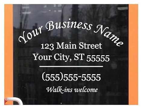 Commercial Business Store Name Address Fully Custom Personalized Glass Door Window Storefront Professional Sign Decal Stencil Van Truck Professional