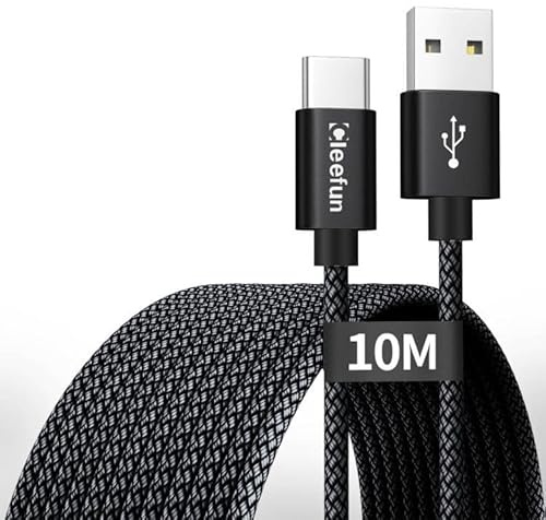 CLEEFUN USB C Kabel 10 m, Keine Datenübertragung USB A auf USB-C Schnell Ladekabel für Handys, Tablets, Security-Überwachungskamera, PS5 Controller, andere USB-C Geräte