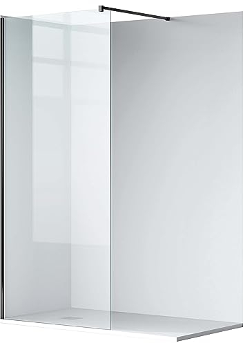 BALNEO Duschskärm 50x200cm, Duschvägg, Skiljevägg, Glasvägg, Tillverkad av 8mm tjockt säkerhetsglas med lättstädad beläggning, med väggprofiler i rostfritt stål, Transparent Beira glasväggdusch
