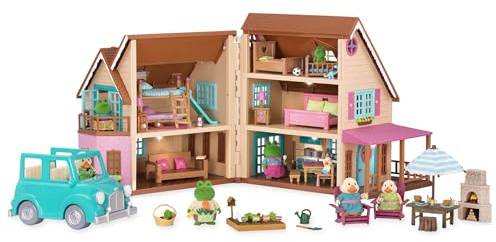 Li’l Woodzeez Honeysuckle Hillside Cottage House Playset, 123-Pc Set