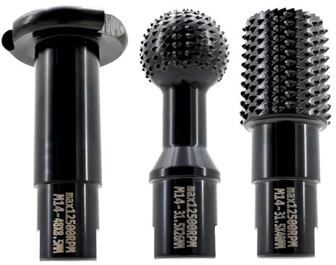 KURSTOL Juego de Fresas Rotativas - 3 peizas Broca para Tallar Madera con Rosca M14, para Tallado, Pulido, Grabado, Escariado y Ranurado