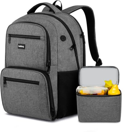 kadilong 17,3 tum bärbar ryggsäck med lunchlåda, isolerad kylväska för arbete resor med USB-laddningsport, vattentålig datorväska matförberedande ryggsäck för picknick högskola