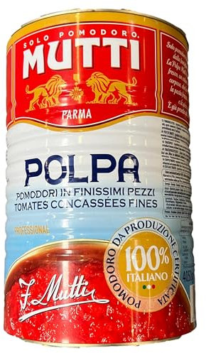 Mutti Polpa di Pomodoro - Original Tomatensauce 4050 g Dose - Feinste Tomatenpulpe Tomatenfruchtfleisch 100% Italienisch - Kombination: Tomatensaft & fein gehacktes Fruchtfleisch (3971 ml)
