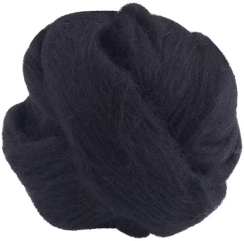 GORGECRAFT 100g Lana Merino Tinta Top Roving Nero Ago Infeltrimento Lana Filato Infeltrimento Fibra Miscela Feltro Dreads per Infeltrimento Filatura Maglieria Tessitura Cucito Rifinitura Halloween