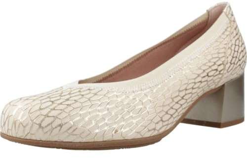 PITILLOS - Zapato clásico,salón,tacón Cuadrado,Piel,con Suela de Goma,Goma elástica, para: Mujer Color: Oro Talla:40