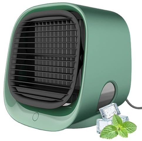 Air Breeze Klimaanlage Tragbarer Kühlventilator, Breeze Luftkühler, 2025 Verbesserte Luftkühler mit Verdunstungskühlung mit 3 Geschwindigkeiten Einstellbare für Haus, Büro, Schlafzimmer (Grün)