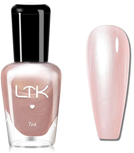 Pearl Nail Polish - Light Pink Nail Varnish - Shimmer nail Polish Quick Dry - Pearlescent Mermaid Nail Polish - Holographic nail polish Breathable Long Lasting No Chip for Women Girls DIY Manicure