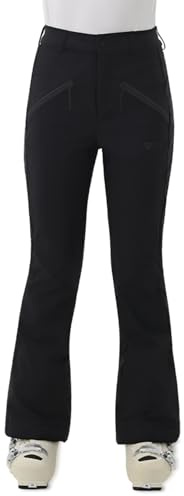 HIGH EXPERIENCE Womens Ski Pants Slim Fit Snow Fleece Lined Snowboard Soft Shell Fitted Insulated Waterproof Windproof Warm (Black, Medium)