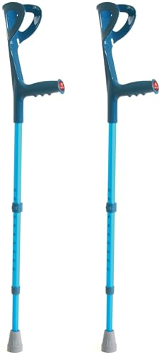 Stampelle Ortopediche Regolabili per Adulti, in Alluminio Anodizzato, Supporto Avambraccio (Blu, Adulto)