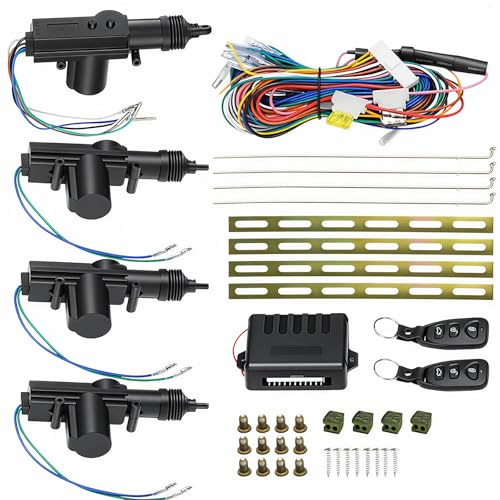 Chiusura Centralizzata Auto da 12V, Kit Chiusura Centralizzata Auto a 4 Porte con 2 Telecomandi, Sistema di Accesso Senza Chiave, Attuatori per Porte Inclusi, Supporto per Apertura Bagagliaio