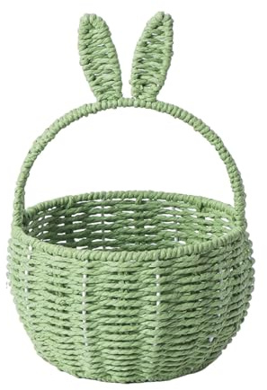 Generisch 2026 Decoración de Pascua con telarañas de conejo, picnic con orejas de conejo, cesta de paja, dulces de huevo de Pascua, adecuado para accesorios de fiesta de huevos, Pascua (D, talla única
