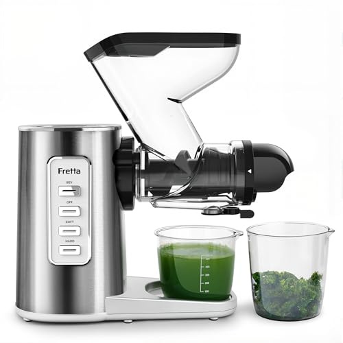 Fretta Juicer, Wide Dual Chute for Whole Fruits, BPA-Free