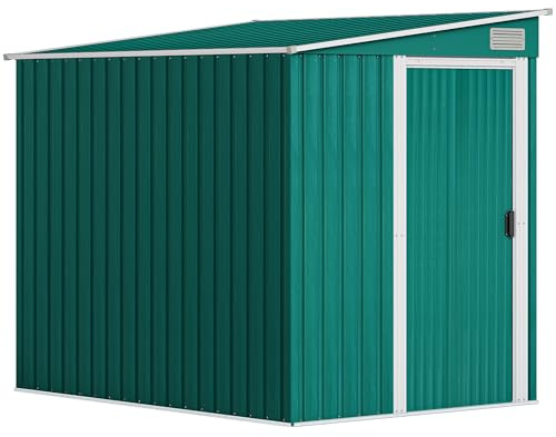 Outsunny Casetta da Giardino 2.81m² Kit Fondazione Tetto Inclinato Verde
