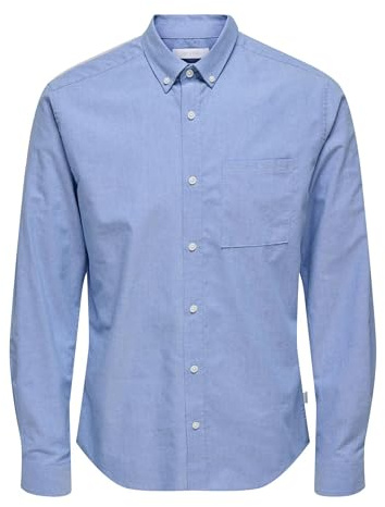 Only & Sons Camisa Oxford para Hombre ONSALVARO Oxford, Azul-3, M